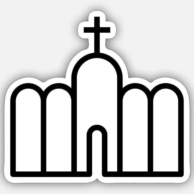 Monastery Christianity Symbol - Sticker size S (10 x 10 cm) - white matte