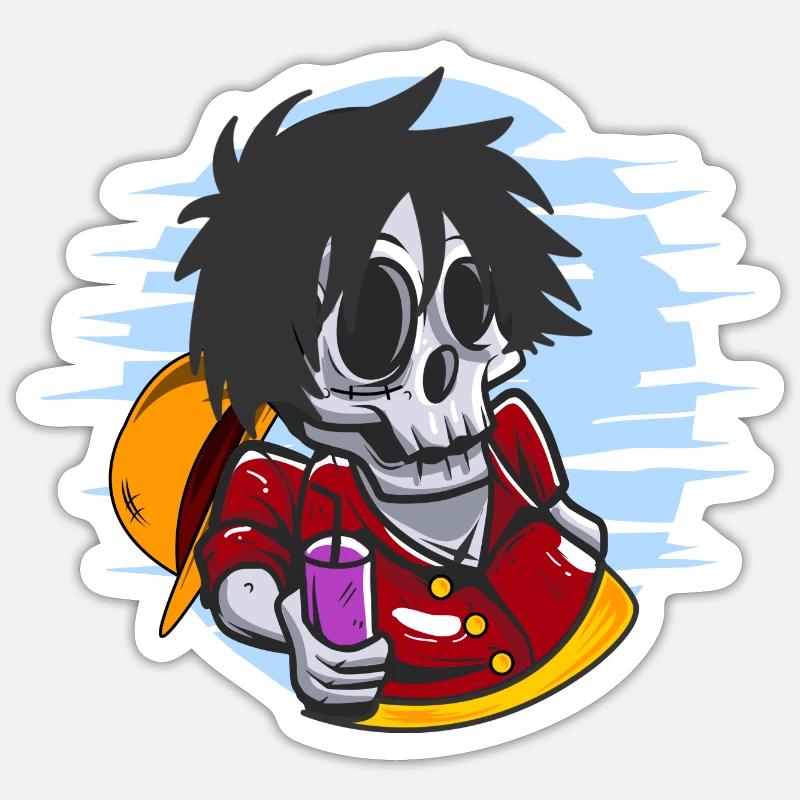 Piratenschädel relaxen - Sticker Größe S (10 x 10 cm) - Mattweiß