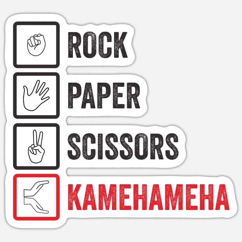 CISEAUX EN PAPIER DE ROCHE KAMEHAMEHA - Sticker taille S (10 x 10 cm) - blanc mat