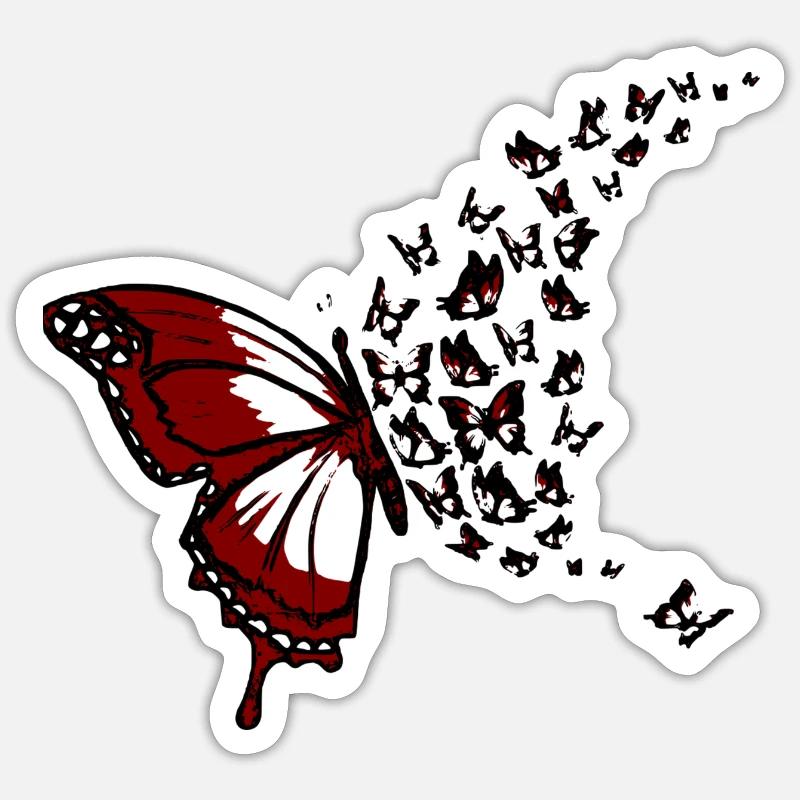 Essaim de papillons - Sticker taille S (10 x 10 cm) - blanc mat