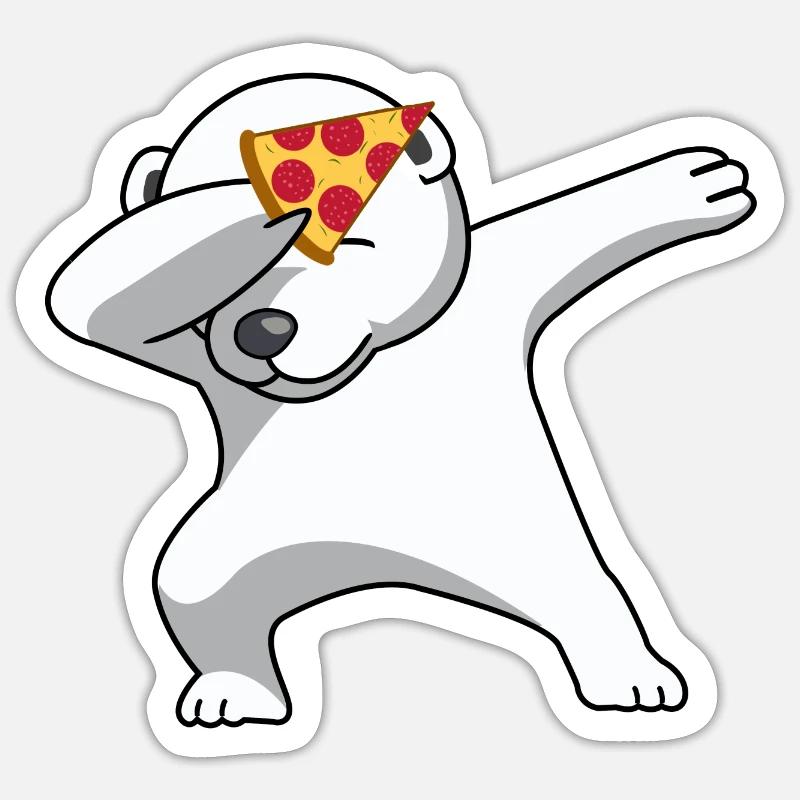 dab dabbing eisbär pizza fun geschenk bear polar Sticker Größe S (10 x 10 cm)