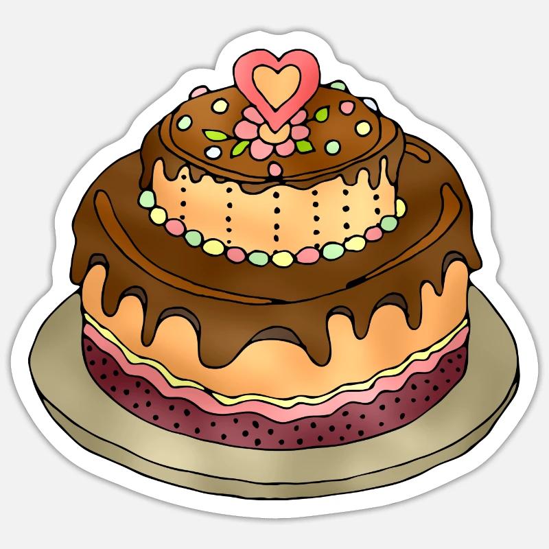 Kuchen - Sticker Größe S (10 x 10 cm) - Mattweiß