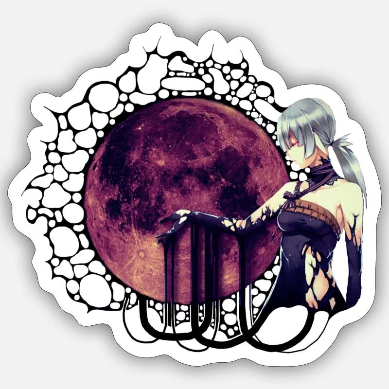 Manga violet noir - Sticker taille S (10 x 10 cm) - blanc mat