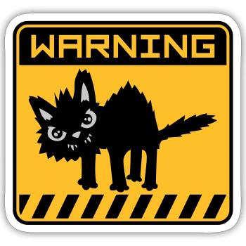 Warning dangerous cat - Sticker size S (10 x 10 cm) - white matte - Front