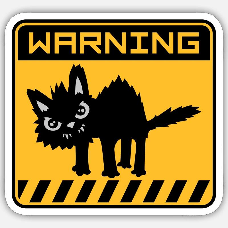 Warning dangerous cat - Sticker size S (10 x 10 cm) - white matte