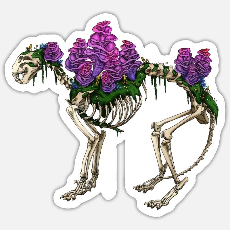 Chat champignon Sticker taille S (10 x 10 cm)