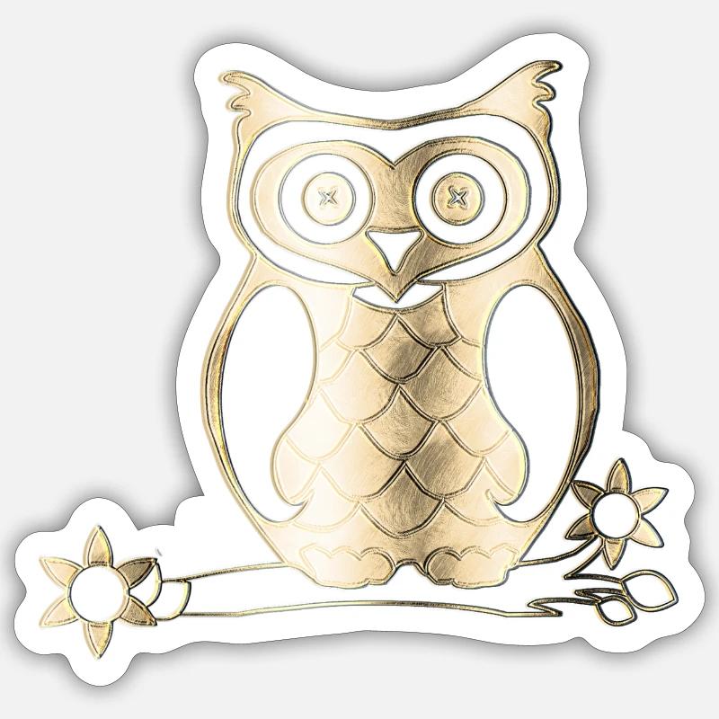 goldene eule Sticker Größe S (10 x 10 cm)