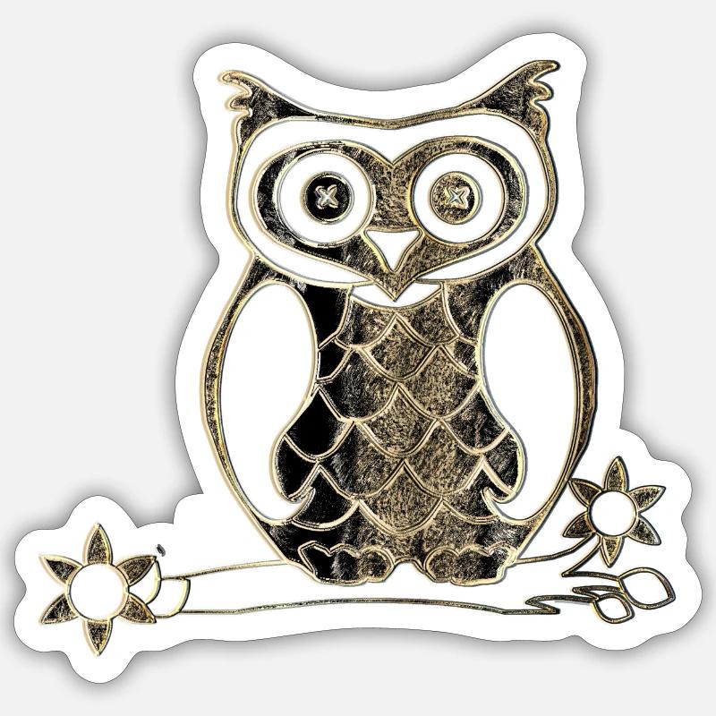 schwarz goldene eule Sticker Größe S (10 x 10 cm)