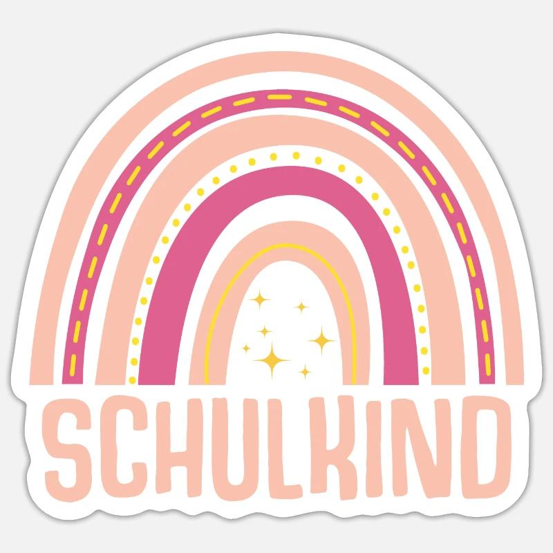 Regenbogen Schulkind Schulanfang Mädchen - Sticker Größe S (10 x 10 cm) - Mattweiß