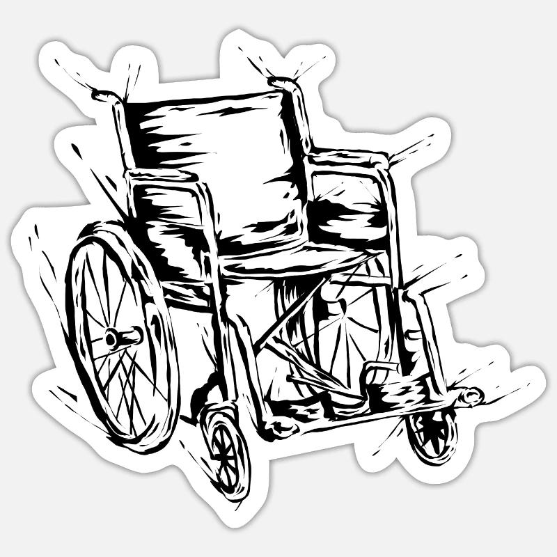 Rollstuhl - Sticker Größe S (10 x 10 cm) - Mattweiß