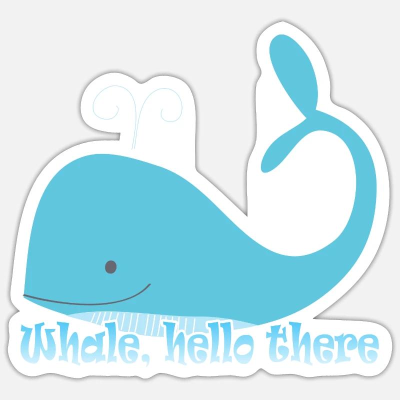 whale hello there - wal - Sticker Größe S (10 x 10 cm) - Mattweiß