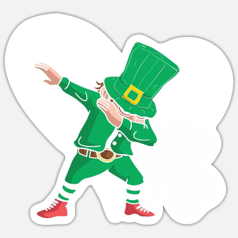 Dabbing St. Patty Cloverleaf Hat Heart Sticker size S (10 x 10 cm)