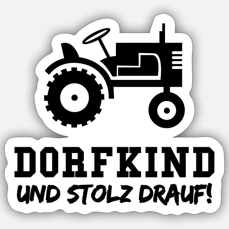 Traktor Dorfkind und Stolz drauf! - Sticker Größe S (10 x 10 cm) - Mattweiß