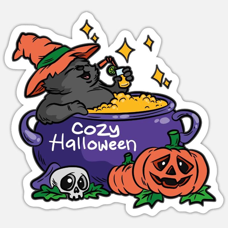 Cozy Halloween Witch - Sticker size S (10 x 10 cm) - white matte