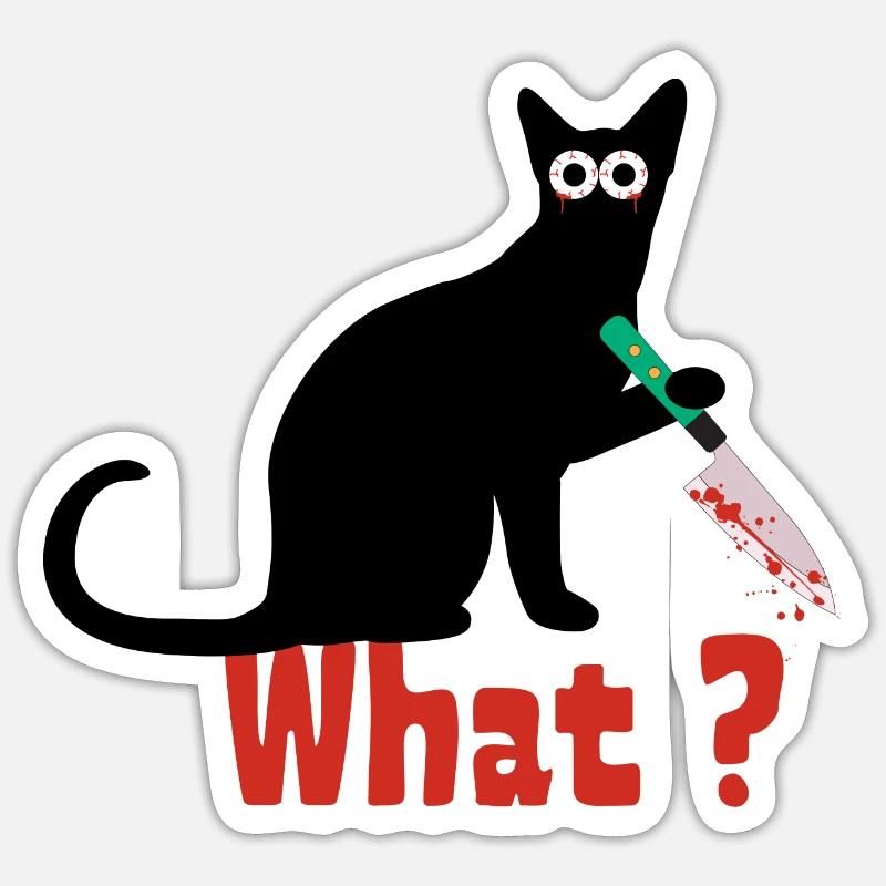 Chat meurtrier. drôle de chat effrayant Sticker taille S (10 x 10 cm)