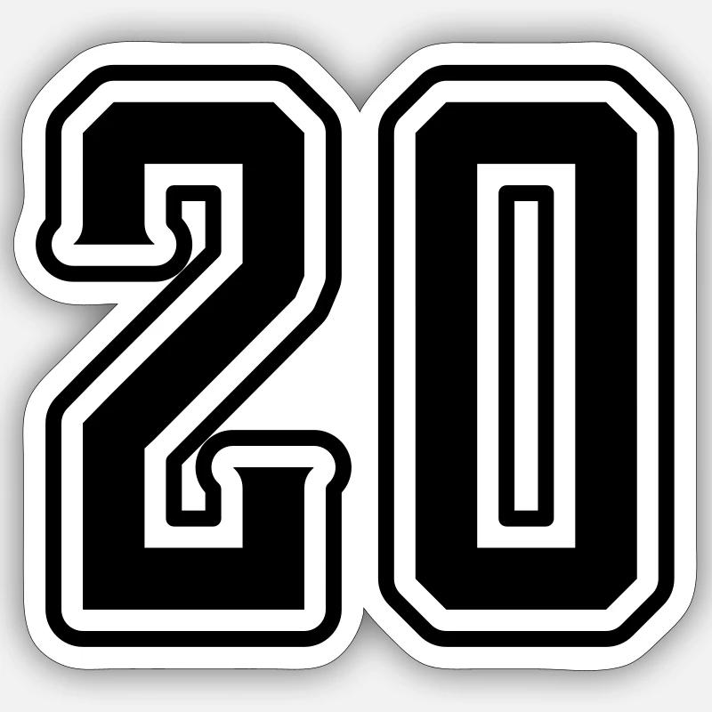 20 number symbol - Sticker size S (10 x 10 cm) - white matte