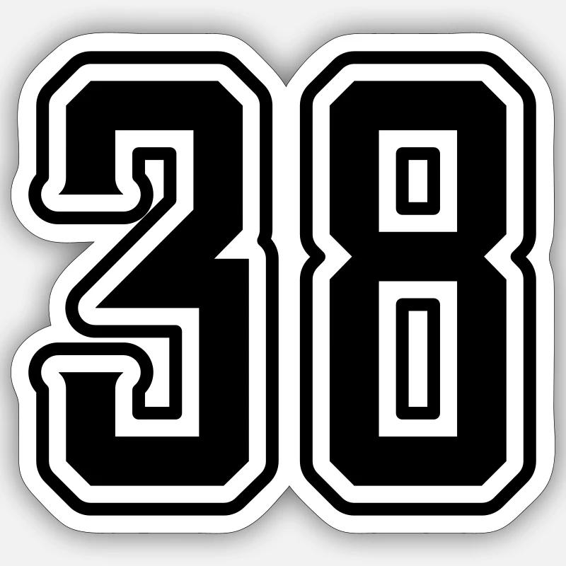 38 number symbol - Sticker size S (10 x 10 cm) - white matte