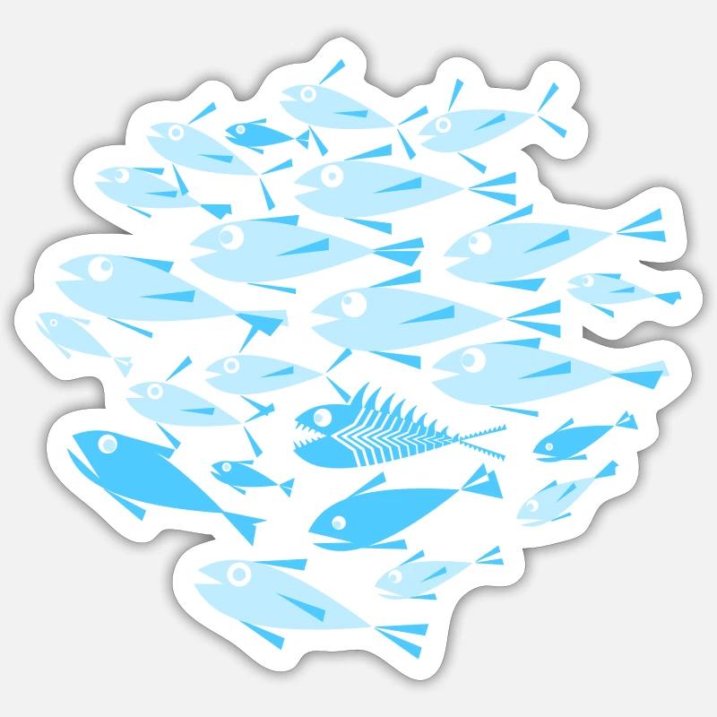 fish Cyan - Sticker size S (10 x 10 cm) - white matte