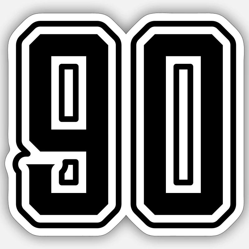 90 number symbol - Sticker size S (10 x 10 cm) - white matte