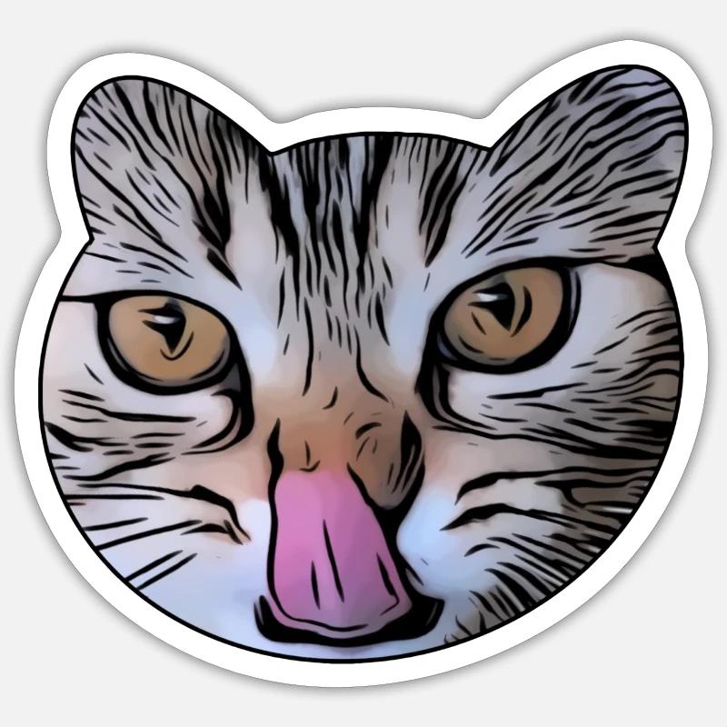 Verschleckte katze - Sticker Größe S (10 x 10 cm) - Mattweiß