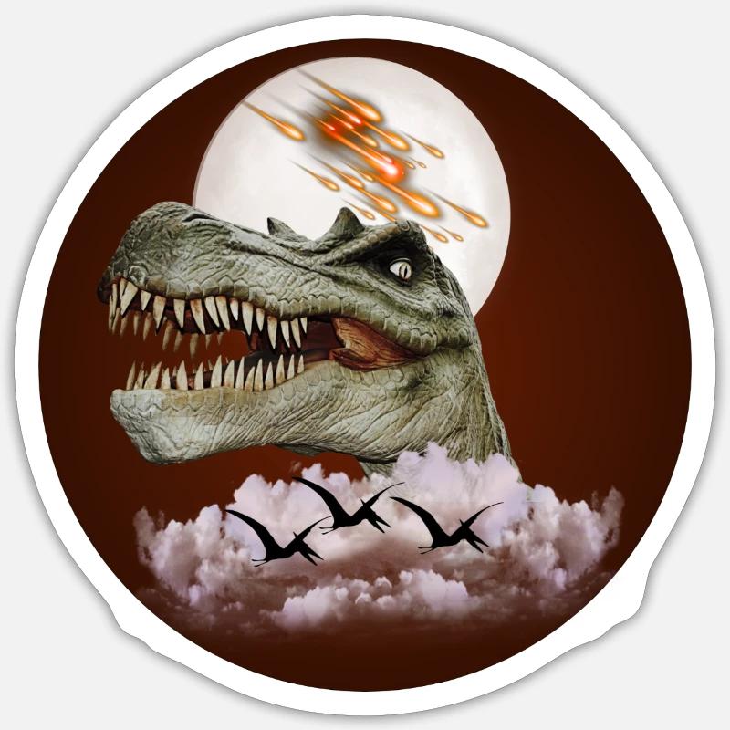 Dinosaurier Mittagspause - Sticker Größe S (10 x 10 cm) - Mattweiß
