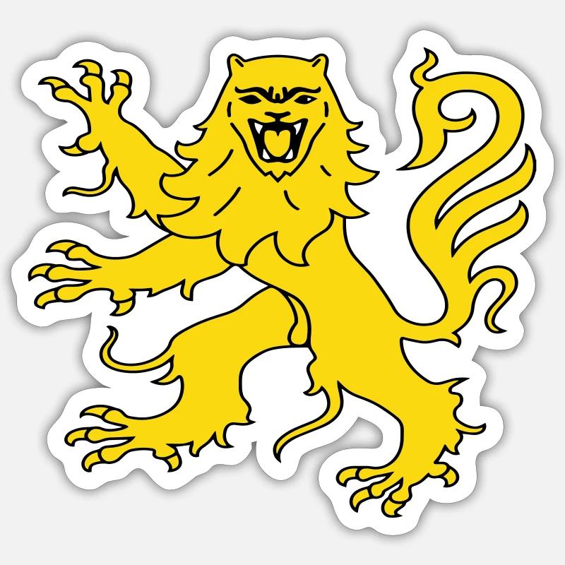 Wappen von Aveyron Königlicher Löwe - Sticker Größe S (10 x 10 cm) - Mattweiß