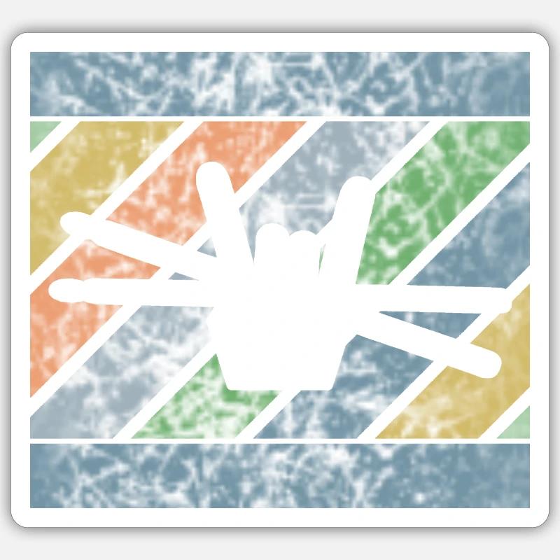 Batterista Bacchette Drumsticks Drum Design - Sticker formato S (10 x 10 cm) - bianco opaco
