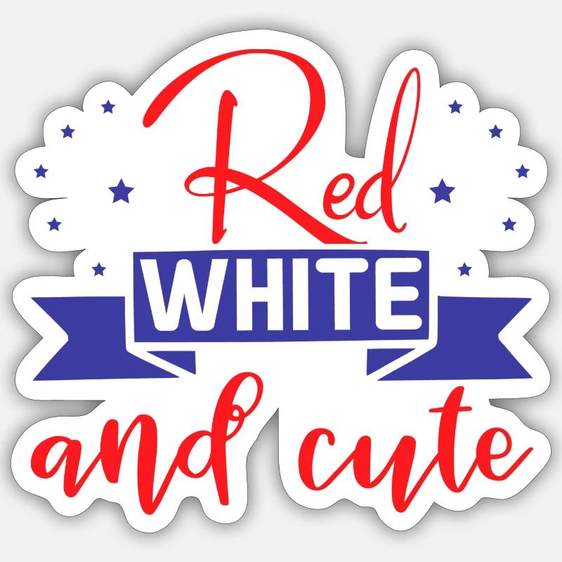 Rouge Blanc et mignon Sticker taille S (10 x 10 cm)