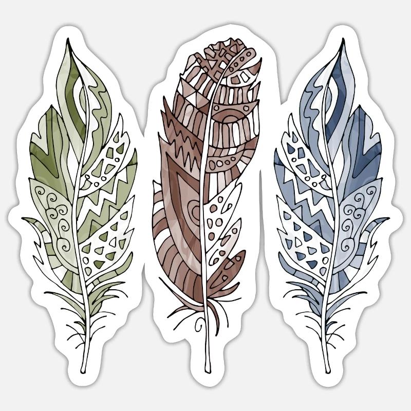 Feder - Sticker Größe S (10 x 10 cm) - Mattweiß