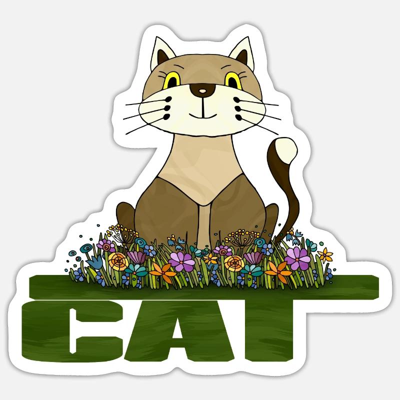 Katze - Sticker Größe S (10 x 10 cm) - Mattweiß