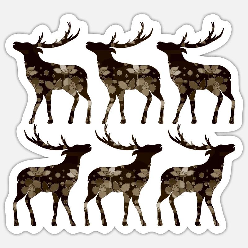 Cerf - Sticker taille S (10 x 10 cm) - blanc mat