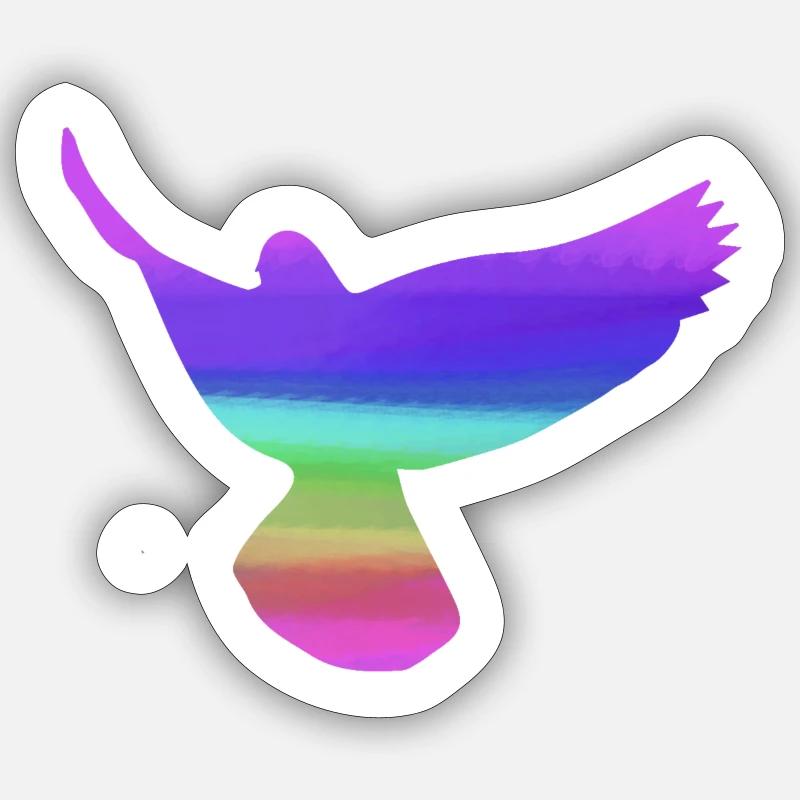 tauben,taube,vögel,regenbogen,bunt,graffiti, Sticker Größe S (10 x 10 cm)