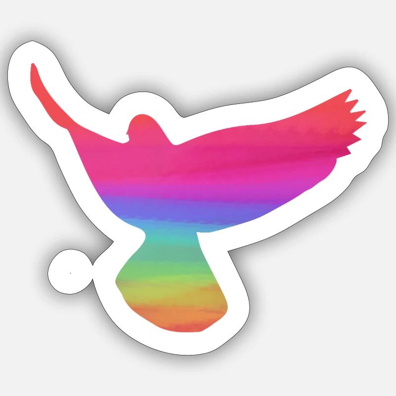 tauben,taube,vögel,regenbogen,bunt,graffiti, Sticker Größe S (10 x 10 cm)