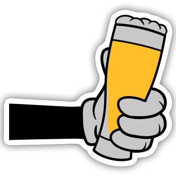 Bierglas anstoßen Comic Hand - Sticker Größe S (10 x 10 cm) - Mattweiß - Vorne
