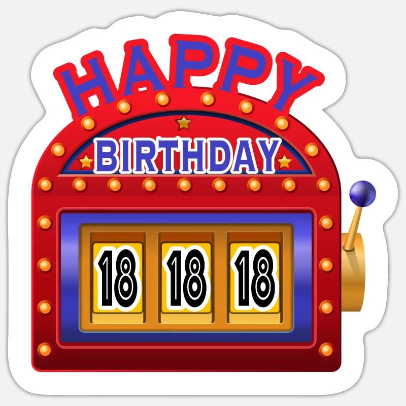 Joyeux anniversaire 18 - Sticker taille S (10 x 10 cm) - blanc mat
