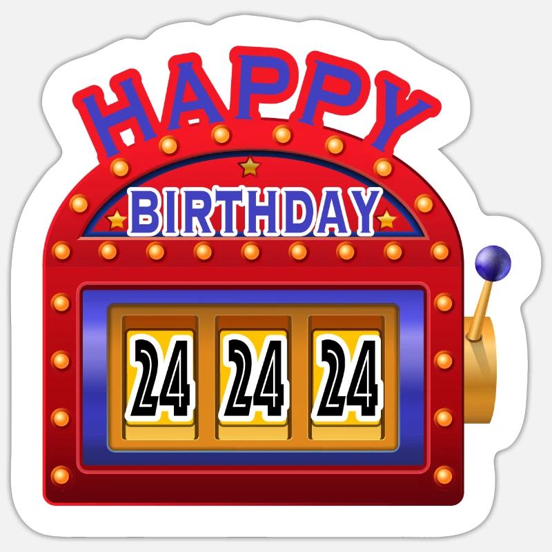 Joyeux anniversaire 24 - Sticker taille S (10 x 10 cm) - blanc mat