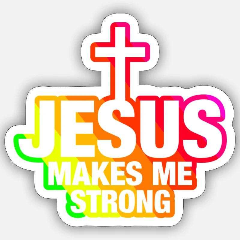 Jesus makes me strong -multicoloured- - Sticker Größe S (10 x 10 cm) - Mattweiß