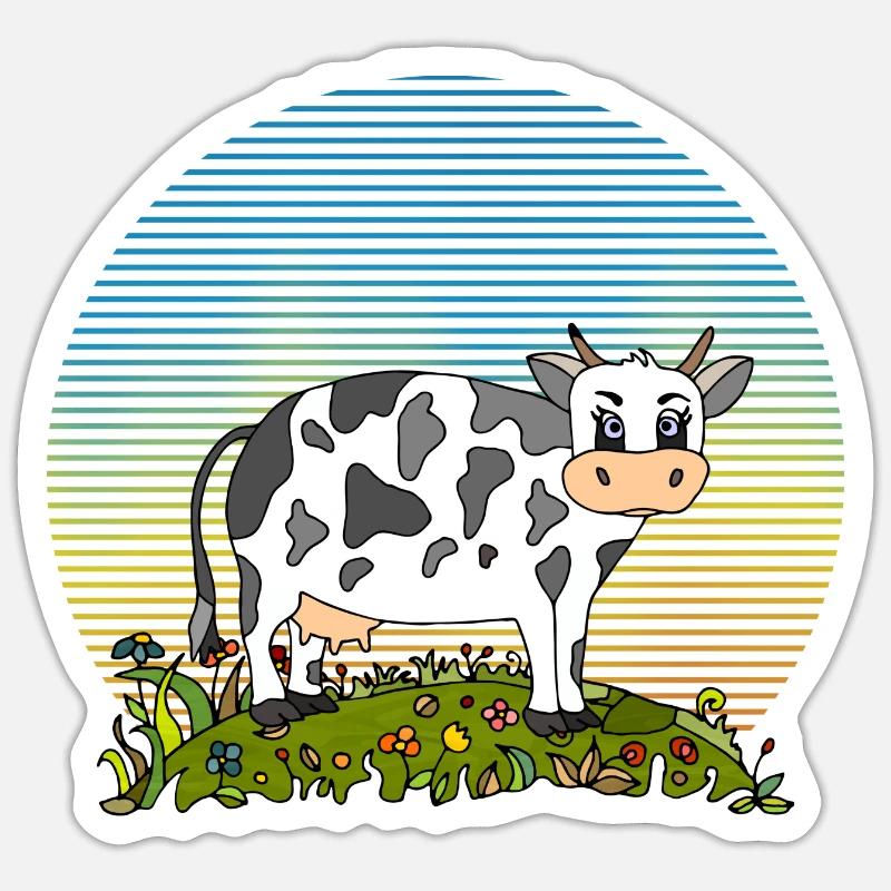 Vache - Sticker taille S (10 x 10 cm) - blanc mat