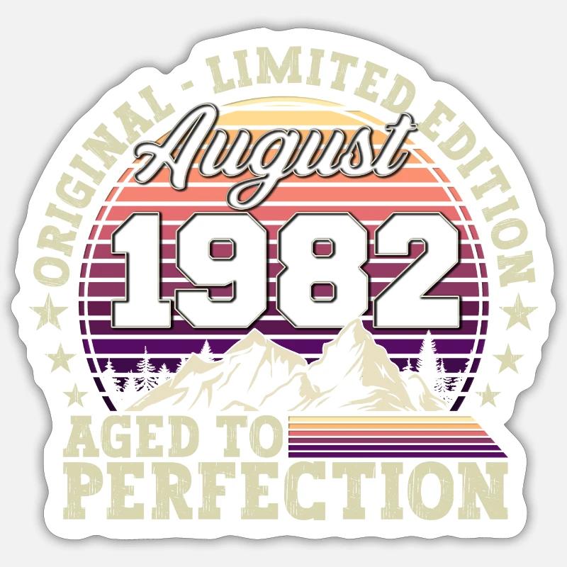 Original August 1982 40. Geburtstag Fun Geschenk - Sticker Größe S (10 x 10 cm) - Mattweiß