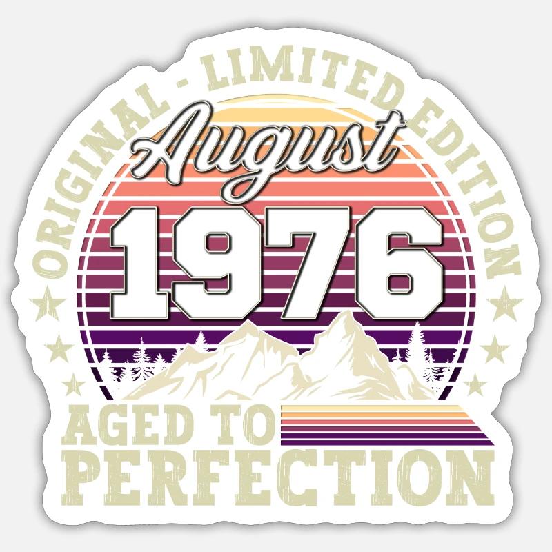 Original August 1976 46. Geburtstag Fun Geschenk - Sticker Größe S (10 x 10 cm) - Mattweiß
