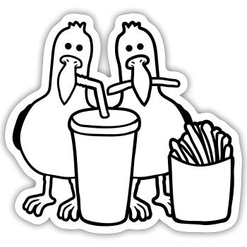 Stolen Fast Food Seagulls - Sticker size S (10 x 10 cm) - white matte - Front
