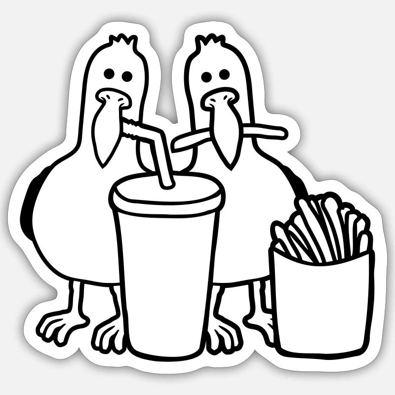 Mouettes de restauration rapide volées - Sticker taille S (10 x 10 cm) - blanc mat