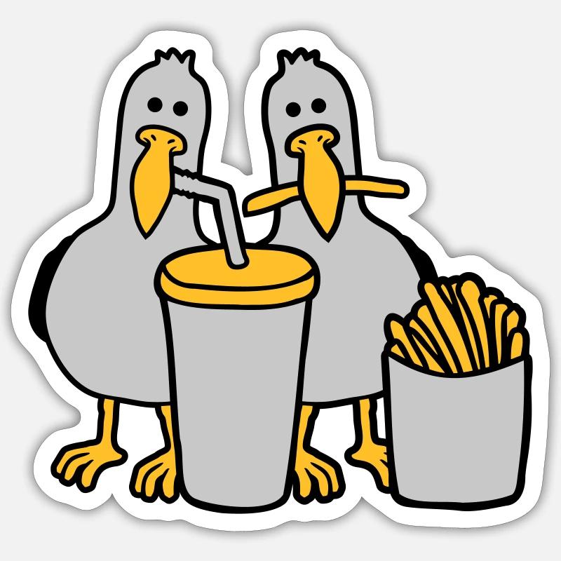 Fast food stolen seagulls - Sticker size S (10 x 10 cm) - white matte