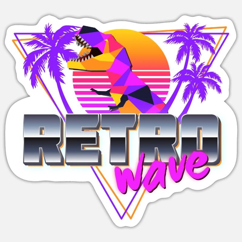 synthwave dinosaur Sticker Größe S (10 x 10 cm)