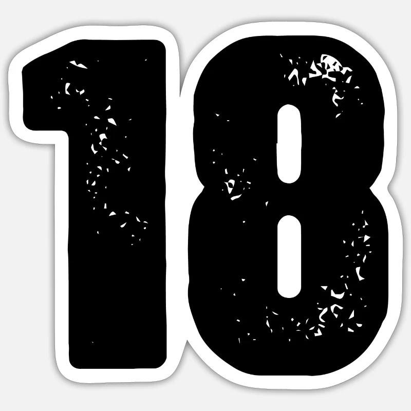 18 number jersey - Sticker size S (10 x 10 cm) - white matte