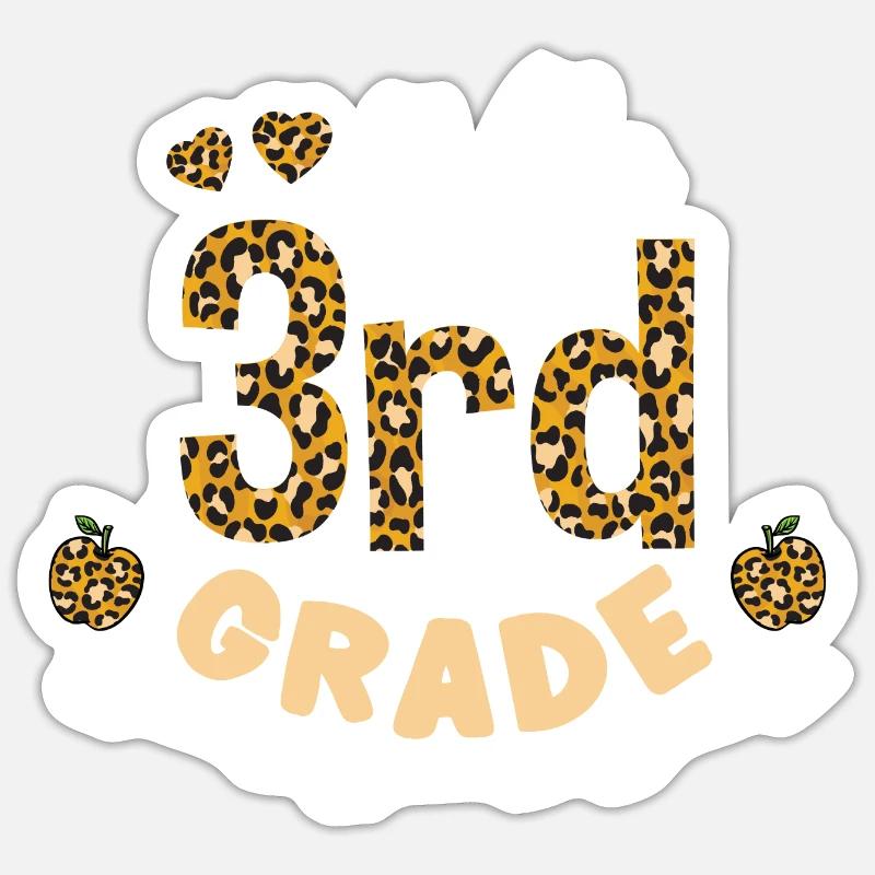 Hello 3rd Grade Leopard-Lehrer Sticker Größe S (10 x 10 cm)