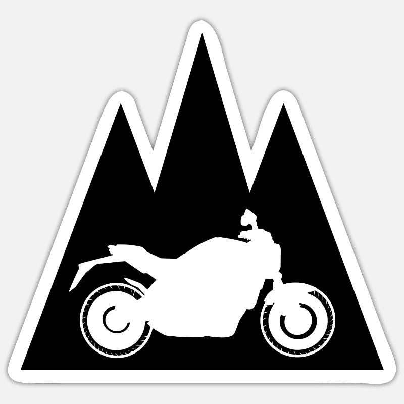 Triangular Mountain and Motorcycle - (MOTORCYCLE) Sticker size S (10 x 10 cm)