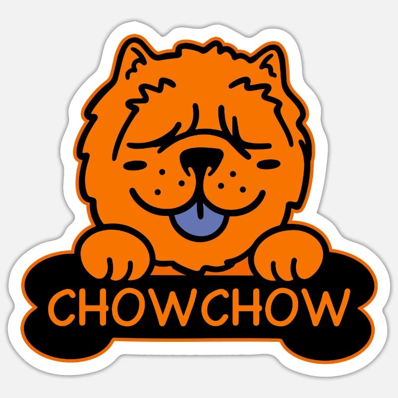 Chow Chow Chow und Knochen Sticker Größe S (10 x 10 cm)