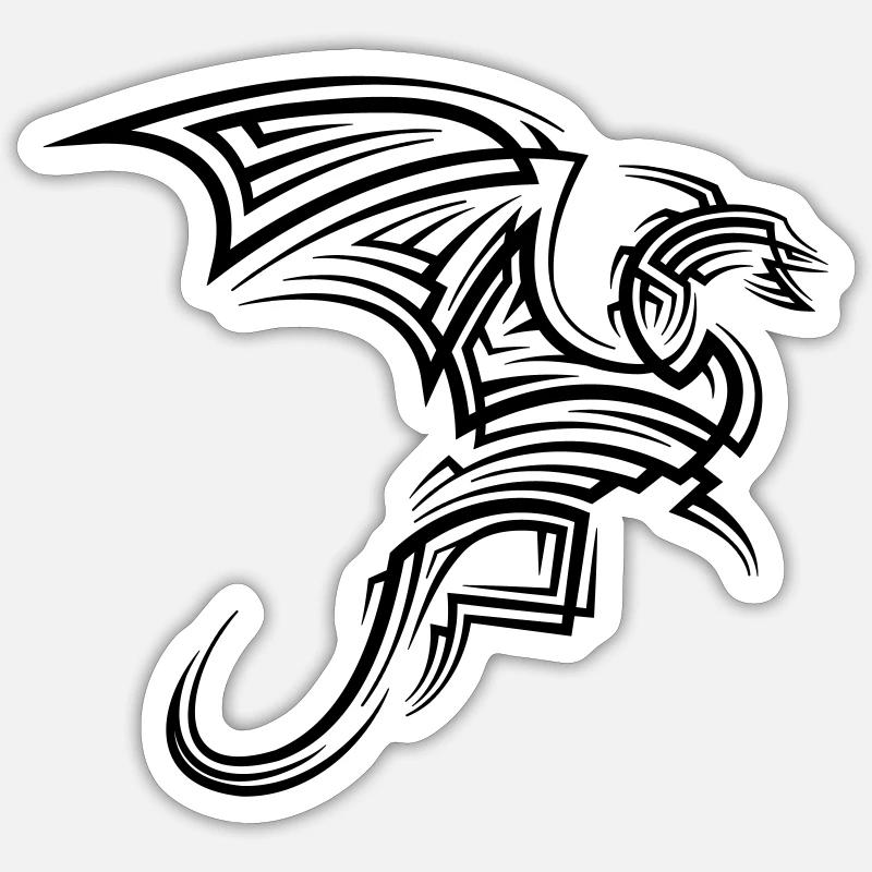 Dragon Tribal Tattoo - Sticker size S (10 x 10 cm) - white matte