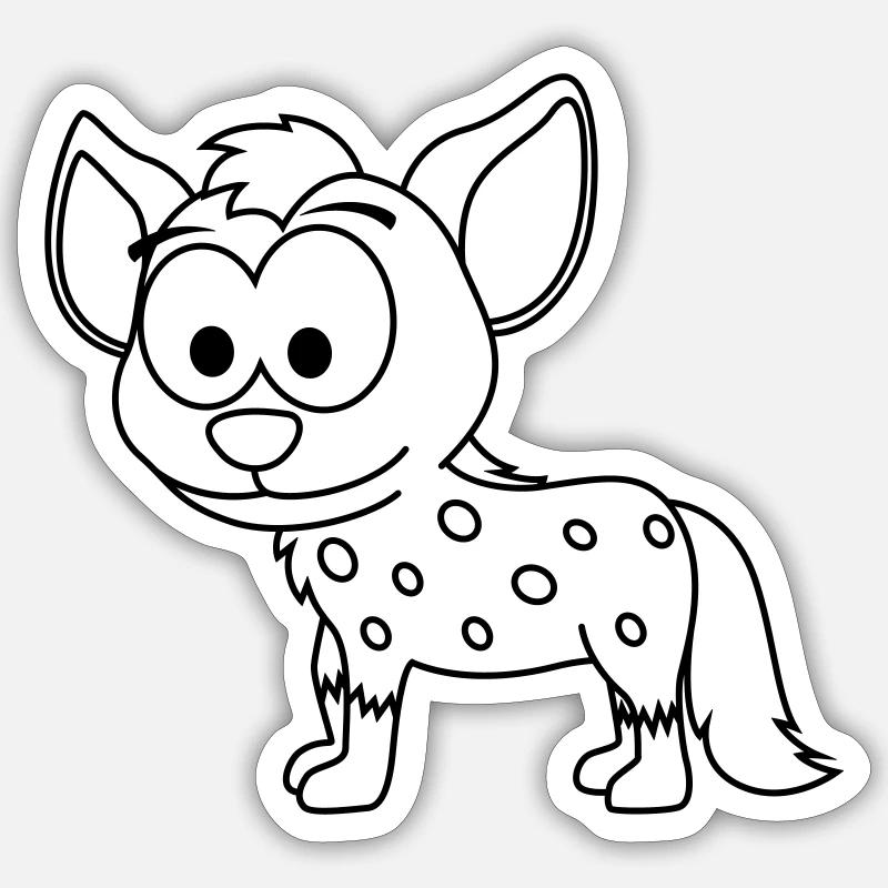 Hyène Comic Animal - Sticker taille S (10 x 10 cm) - blanc mat